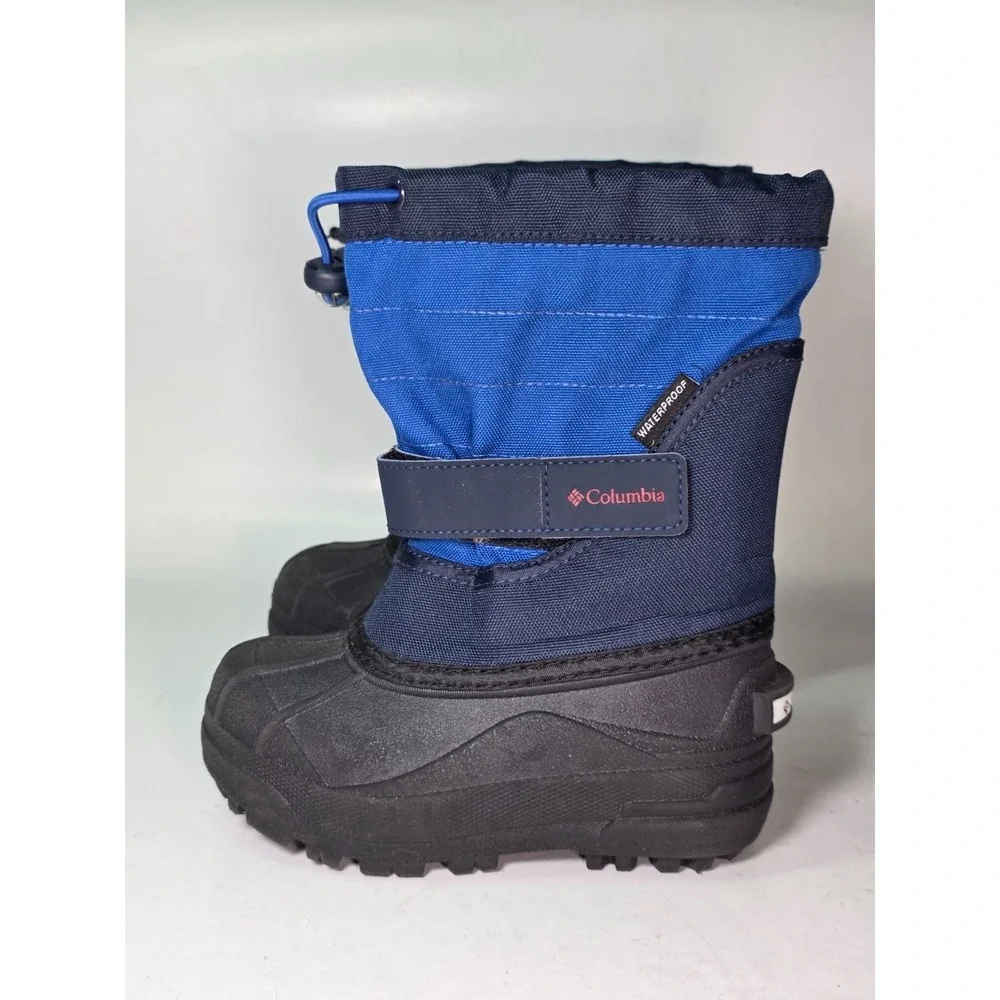 Columbia Powderbug Plus II Kids Boots Size 10 Blue Black Waterproof Winter Shoes